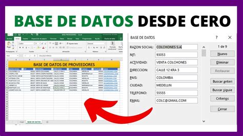 crear base de datos de proveedores en excel